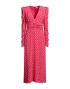 Alessandra Rich Polka Dot Midi Dress In Pink Silk In Pink