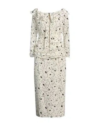 ALESSANDRA RICH ALESSANDRA RICH WOMAN MIDI DRESS IVORY SIZE 6 SILK