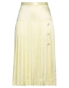 Alessandra Rich Silk Satin Pleated Midi Skirt In Yellow