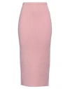 Alessandra Rich Cotton Blend Ribbed Midi Skirt With Elastic Waistband In Pink