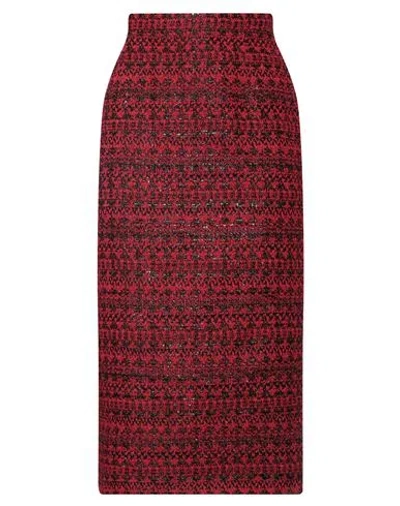 Alessandra Rich Woman Midi Skirt Red Size 10 Synthetic Fibers, Virgin Wool, Cotton, Metallic Polyest