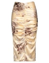 Alessandra Rich Printed Silk-blend Satin Midi Skirt In Yellow