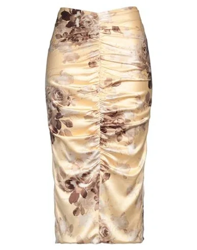 ALESSANDRA RICH ALESSANDRA RICH WOMAN MIDI SKIRT YELLOW SIZE 4 SILK, ELASTANE