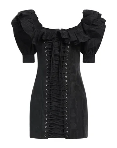 Alessandra Rich Woman Mini Dress Black Size 4 Acetate, Cotton