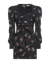 Alessandra Rich Ruched Wrap-effect Floral-print Silk-jacquard Mini Dress In Black