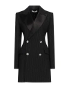 Alessandra Rich Double-breasted Pinstripe Blazer Dress In Black
