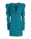 Alessandra Rich Woman Mini Dress Deep Jade Size 4 Silk In Green