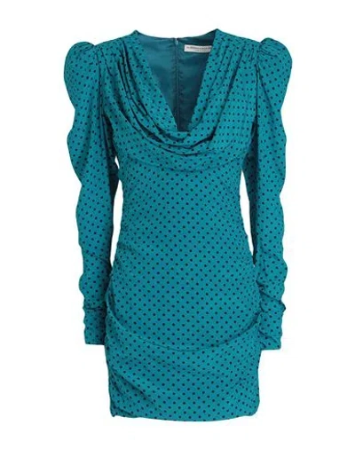 Alessandra Rich Woman Mini Dress Deep Jade Size 4 Silk In Green