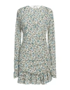 Alessandra Rich Draped Mini Dress With Floral Pattern In White