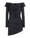 Alessandra Rich Woman Mini Dress Midnight Blue Size 6 Silk