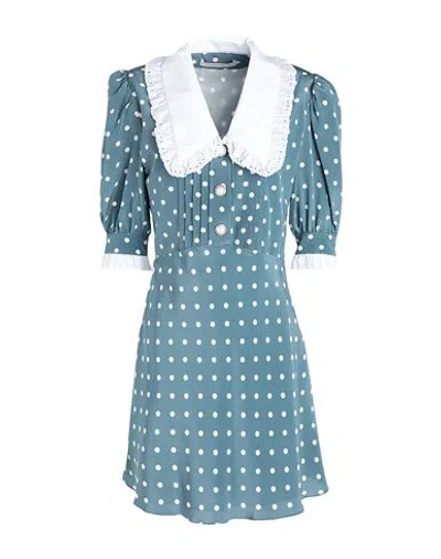 Alessandra Rich Woman Mini Dress Pastel Blue Size 0 Silk, Cotton, Polyester