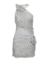 Alessandra Rich One-shoulder Mini Dress In Polka In White