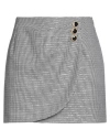 Alessandra Rich Woman Mini Skirt Black Size 6 Virgin Wool, Polyamide, Elastane, Polyester In Gray