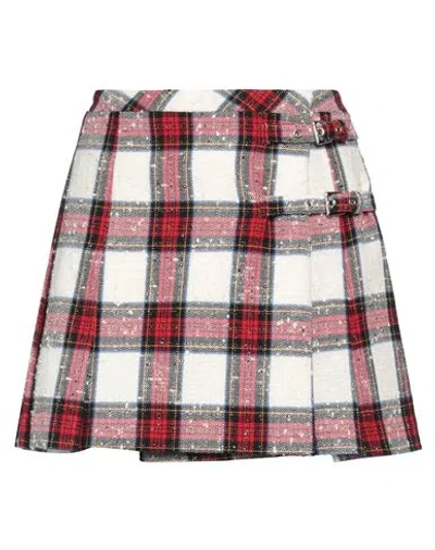 Alessandra Rich Woman Mini Skirt Red Size 4 Virgin Wool, Acrylic, Polyester, Polyamide