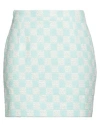 Alessandra Rich Woman Mini Skirt Sky Blue Size 8 Cotton, Polyamide, Polyester, Viscose, Acrylic In Blue