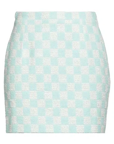 Alessandra Rich Woman Mini Skirt Sky Blue Size 8 Cotton, Polyamide, Polyester, Viscose, Acrylic