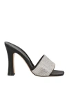 Alessandra Rich Woman Sandals Black Size 7.5 Leather, Textile Fibers In Black