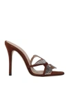 Alessandra Rich Woman Sandals Brown Size 6.5 Soft Leather