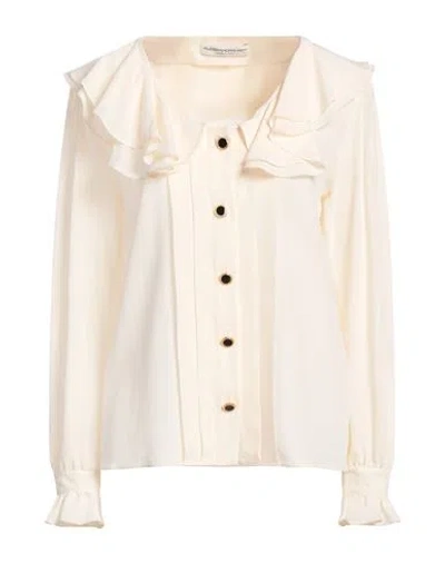 Alessandra Rich Woman Shirt Cream Size 6 Silk In White