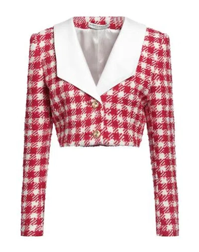 Alessandra Rich Woman Suit Jacket White Size 4 Virgin Wool, Polyamide, Polyester, Acrylic, Cotton In Multi