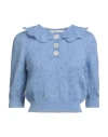 Alessandra Rich Woman Sweater Light Blue Size 4 Mohair Wool, Polyamide, Wool