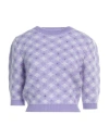 Alessandra Rich Check-pattern Rhinestone-embellished Knitted Top In Purple