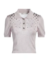 Alessandra Rich Knitted Stud-embellished Jumper In Purple