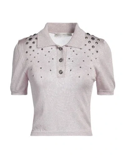 Alessandra Rich Knitted Stud-embellished Jumper In Purple