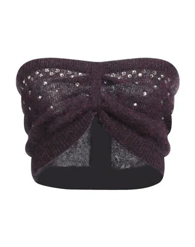 Alessandra Rich Woman Top Plum Size 8 Mohair Wool, Wool, Polyamide, Elastane, Glass In Purple