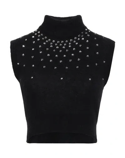 Alessandra Rich Woman Turtleneck Black Size 2 Mohair Wool, Wool, Polyamide, Econyl, Glass