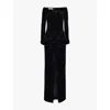 Alessandra Rich Velvet Off The Shoulder Dress In Black