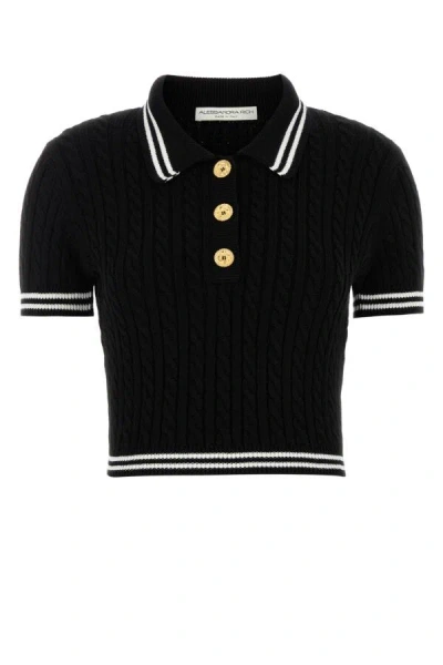 ALESSANDRA RICH ALESSANDRA RICH WOMEN BLACK COTTON POLO SHIRT