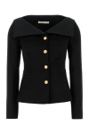 Alessandra Rich Wool Blazer Tailored Gold Buttons In Black
