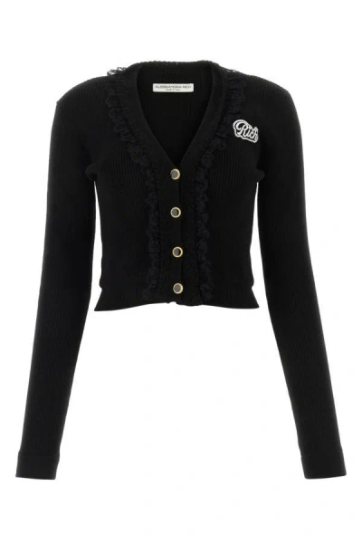 ALESSANDRA RICH ALESSANDRA RICH WOMEN BLACK WOOL BLEND CARDIGAN