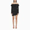 Alessandra Rich Off-shoulder Polka Dots Silk Mini Dress
