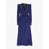 Alessandra Rich Tartan Silk Midi Dress In Bluette / Black
