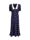 Alessandra Rich Lapel Short-sleeved Dress In Blue