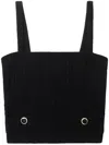 Alessandra Rich Square Neckline Knit Top With Jewel Buttons In Black