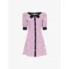 Alessandra Rich Clover Bow And Button-embellished Floral-print Silk Mini Dress