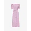 Alessandra Rich Womens Clover Floral-pattern Silk Midi Dress In Purple