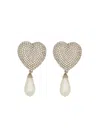 Alessandra Rich Heart-shaped Crystal Earrings In Silver