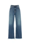 Alessandra Rich Denim Jeans Wide-leg Frayed Hem In Blue