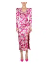 Alessandra Rich Silk Draped Dress In Fuchsia