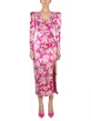 Alessandra Rich Silk Draped Dress In Pink