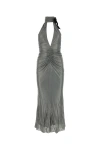 Alessandra Rich Halterneck Open-back Evening Dress In Gray