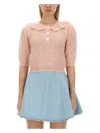 Alessandra Rich Embellished Mohair-blend Cardigan In Pink