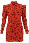 Alessandra Rich Silk Dress With Drapery On The Front In Red