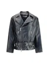 Alessandra Rich Women Leather Biker Jacket In Black