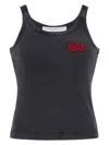 Alessandra Rich Ribbed Jersey Sleeveless Top W/ Patch In Grey