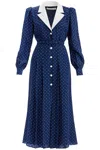 Alessandra Rich Women's Midi Dress With Mikado Collar In In Blue